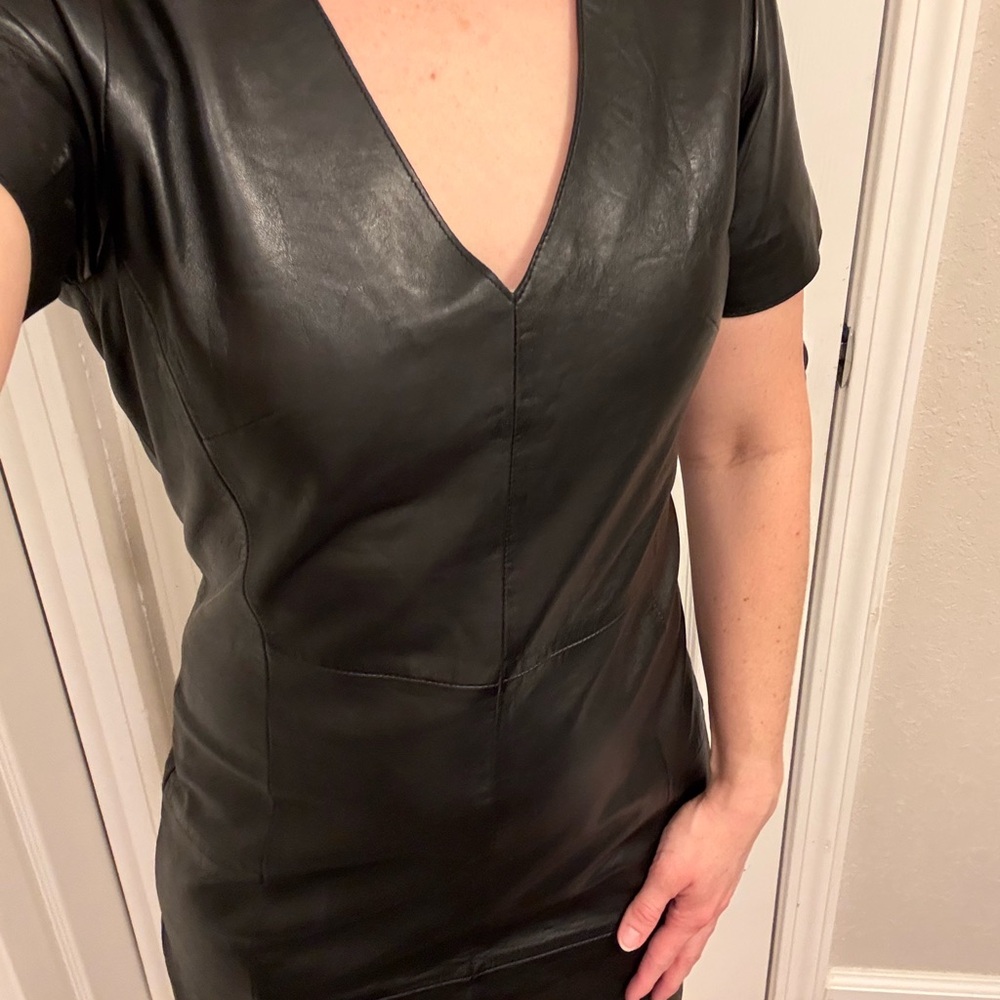 Bod & Christensen Leather Short Sleeve Fitted Dress - Picture 11 of 15